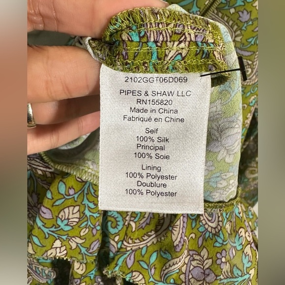 NWT Veronica Beard Shala Ruched Paisley Ruffle Green Silk Dress 10 - Picture 5 of 11